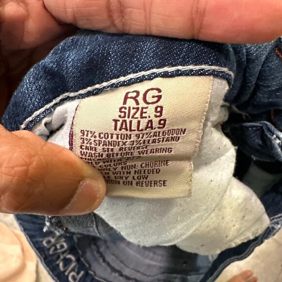 Rich Girl Women's Blue Raw Hem Jeans With Bling On Back Pocket Size 9 - Picture 12 of 12